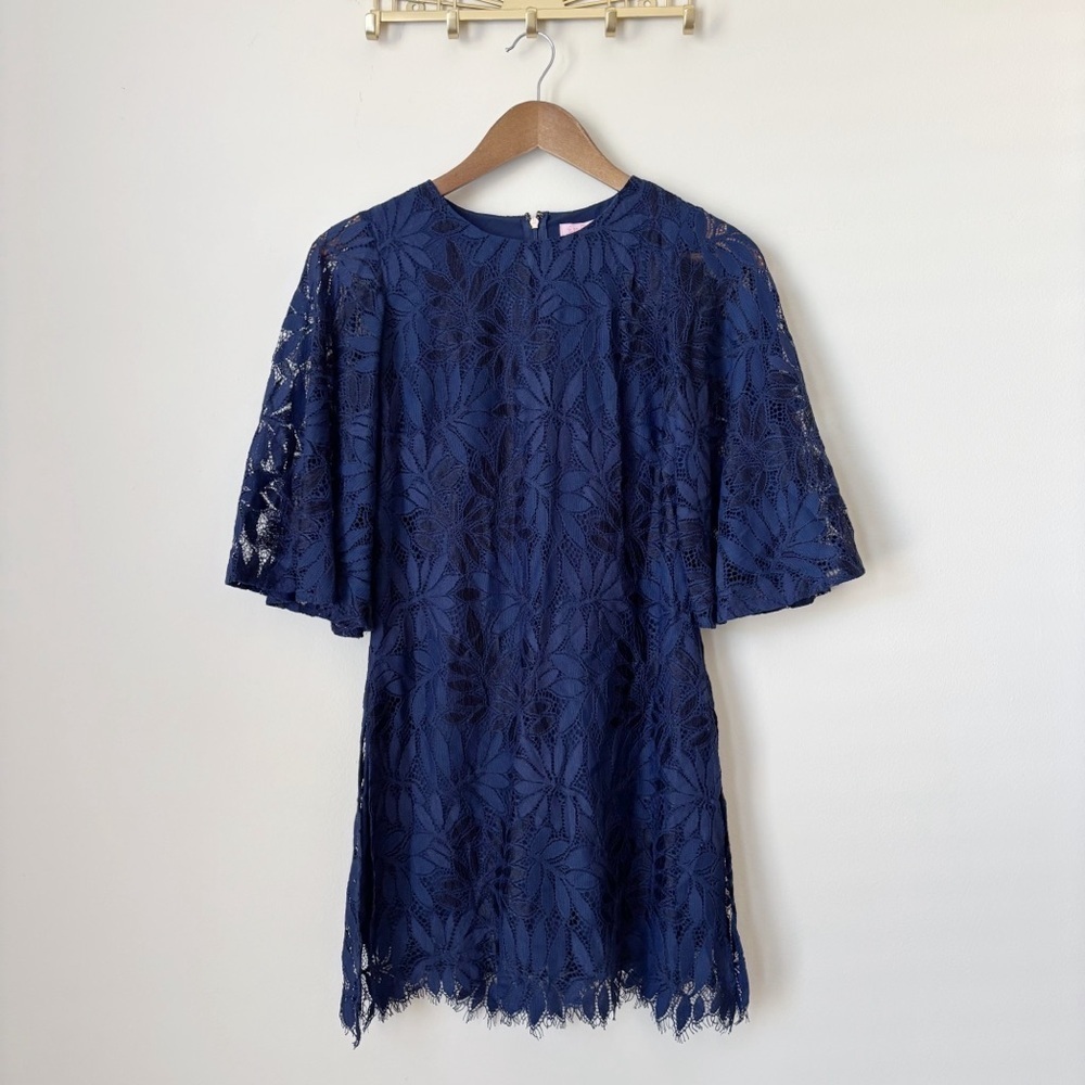 Lilly Pulitzer Jackelin True Navy Fern Gallery Lace Romper Sz 00 NEW NWT